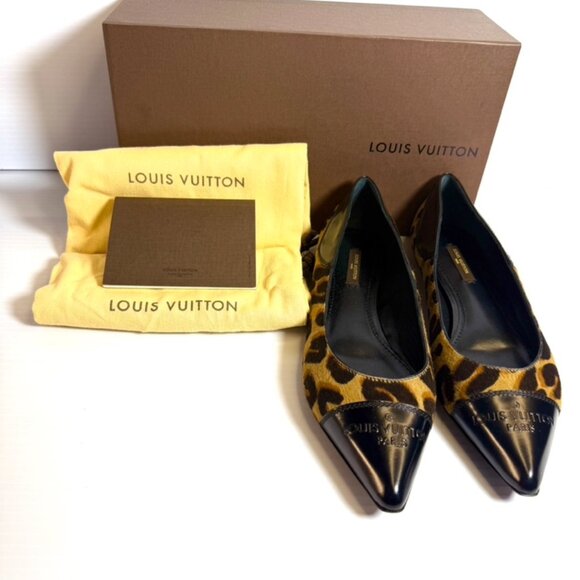 Louis Vuitton Leopard Print Pony Hair Wild Flats Size 7.5 - Picture 1 of 16